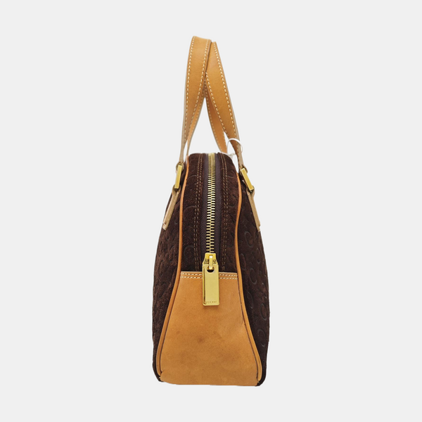Suede Top Handle Bag Brown