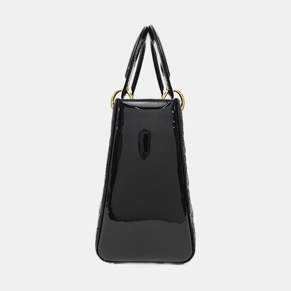 Lady Dior Medium Cannage Patent Leather Black