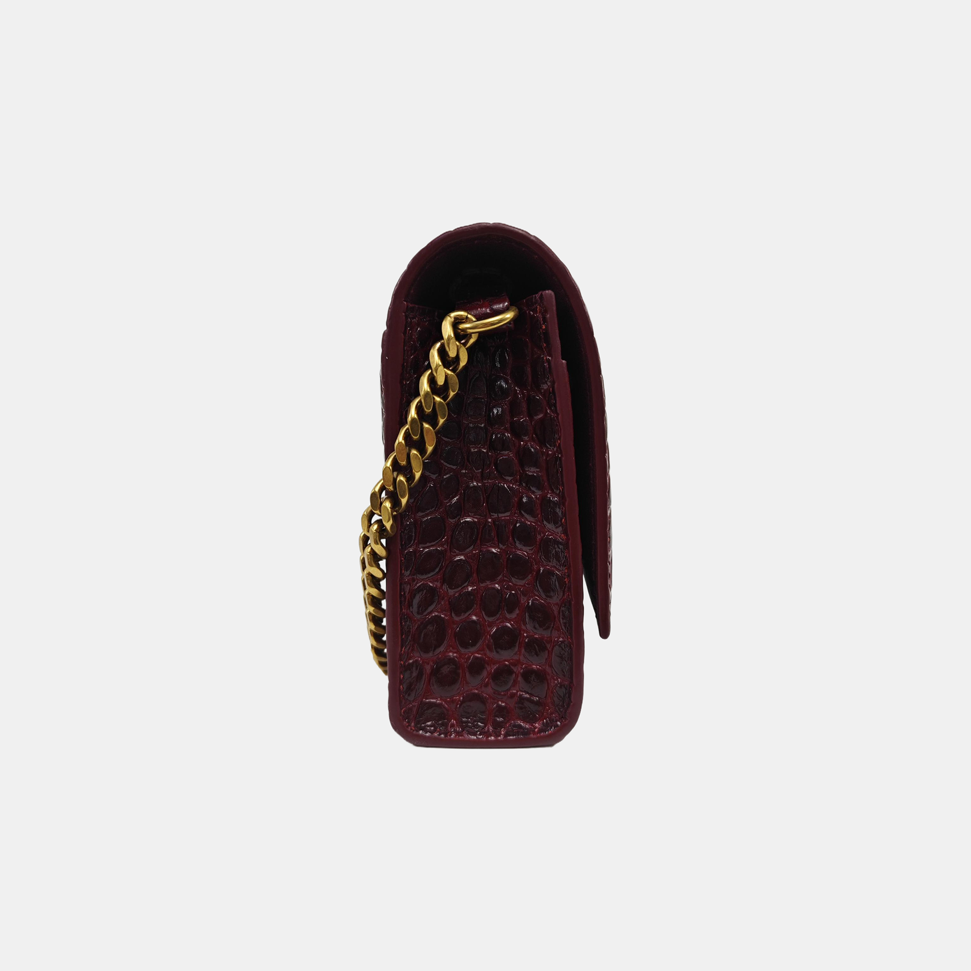 Hourglass Wallet On Chain Mini Calfskin Red