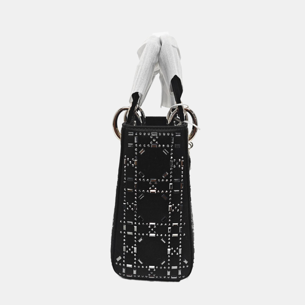 Lady Dior Mini Cannage Silk Satin Black