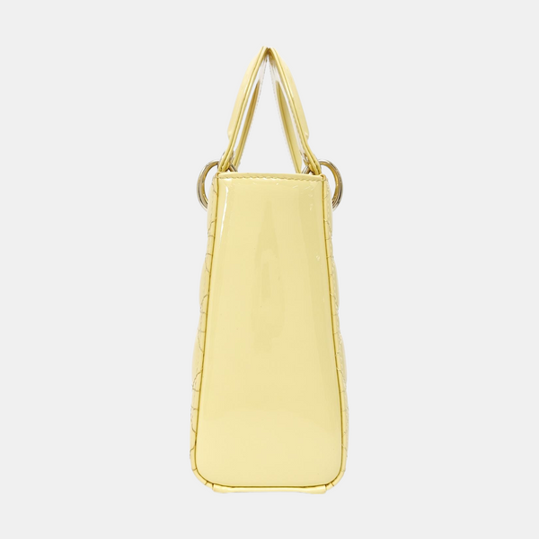 Lady Dior Small Cannage Patent Leather Yellow