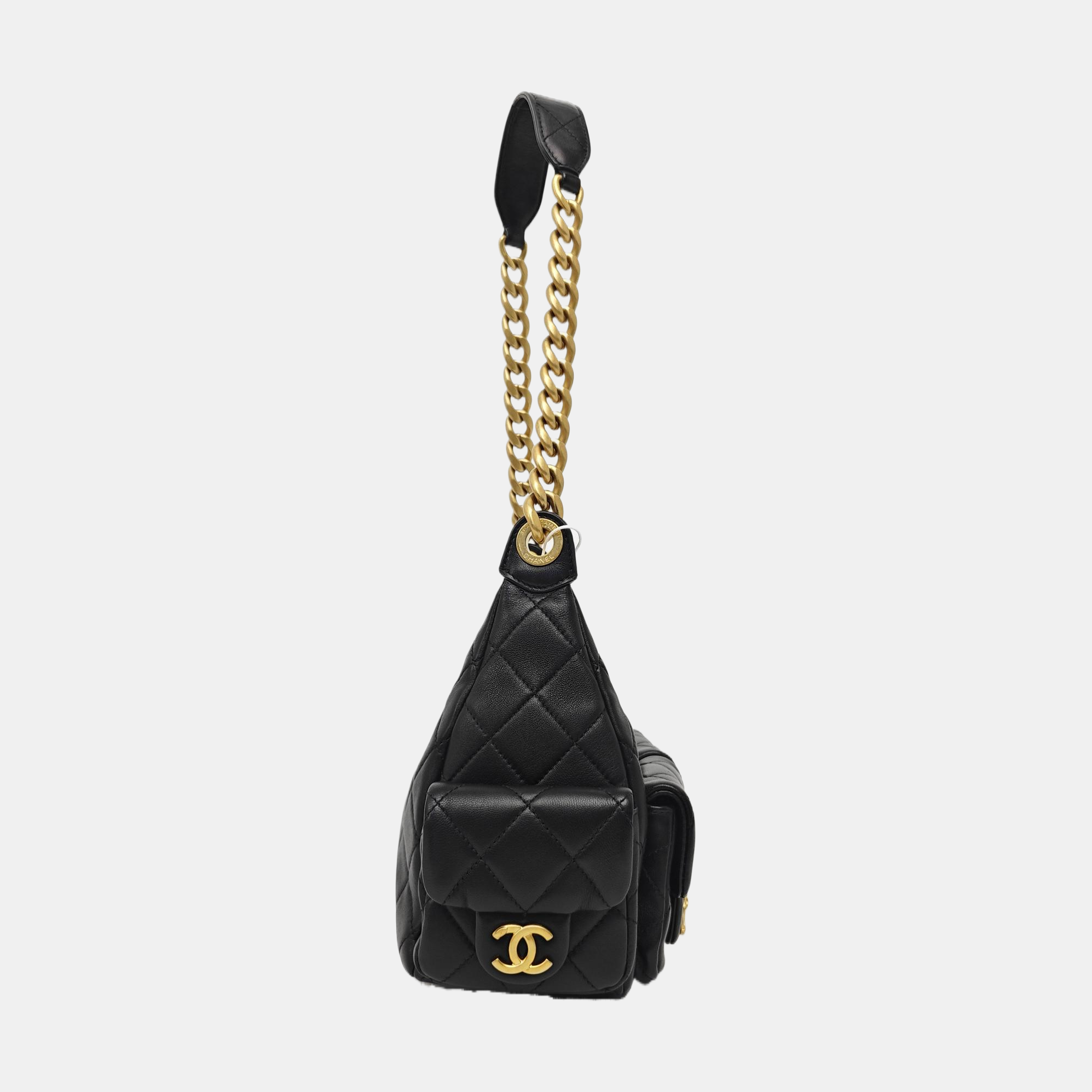 Quilted Lambskin Shoulder Bag Black