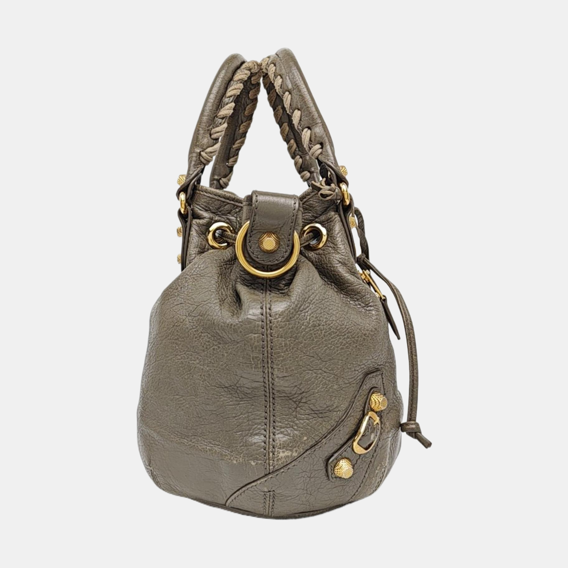 Pompon Bag Lambskin Gray