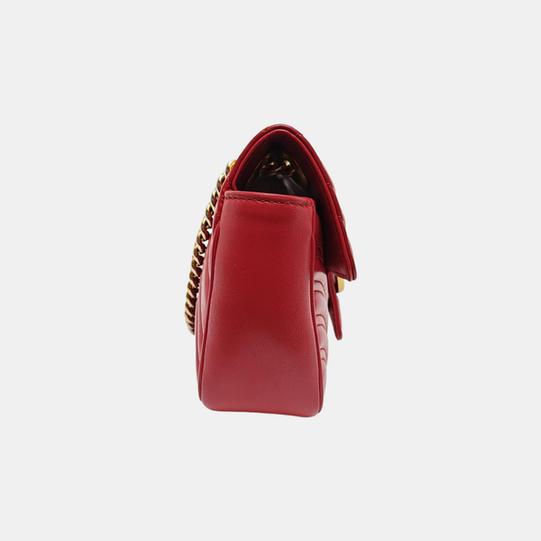 GG Marmont Small Quilted Calfskin Red