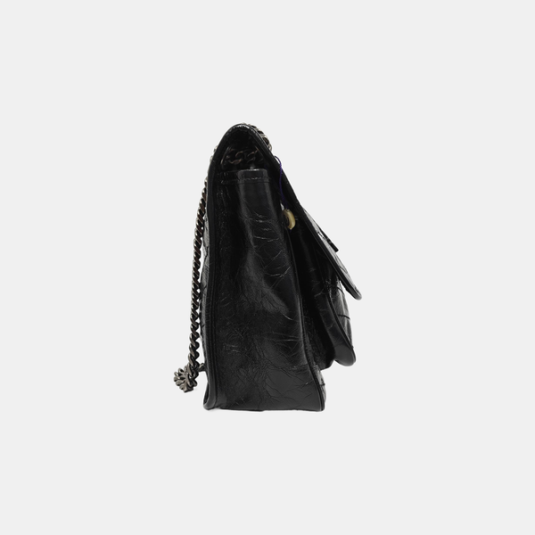 NIKI Medium Chevron Calfskin Black