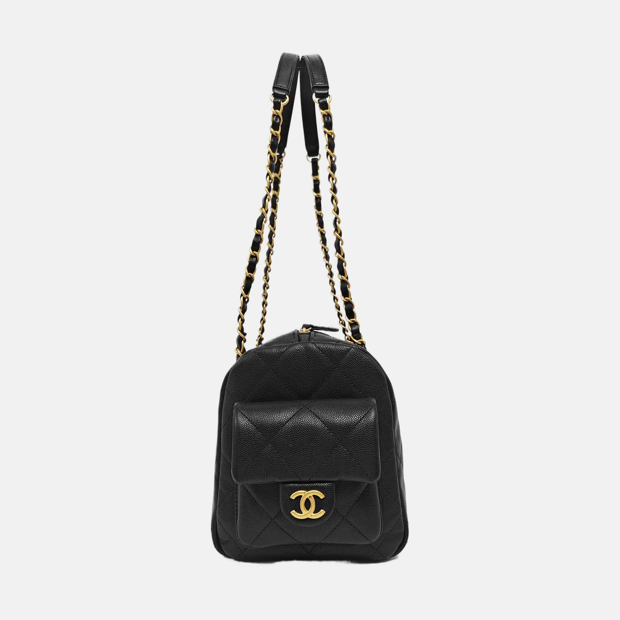 Grained Calfskin Shoulder Bag Black