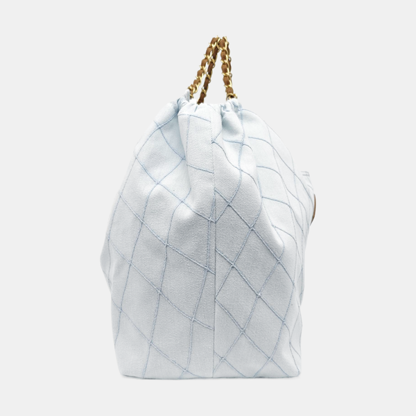 Quilted Denim Shoulder Bag Blue