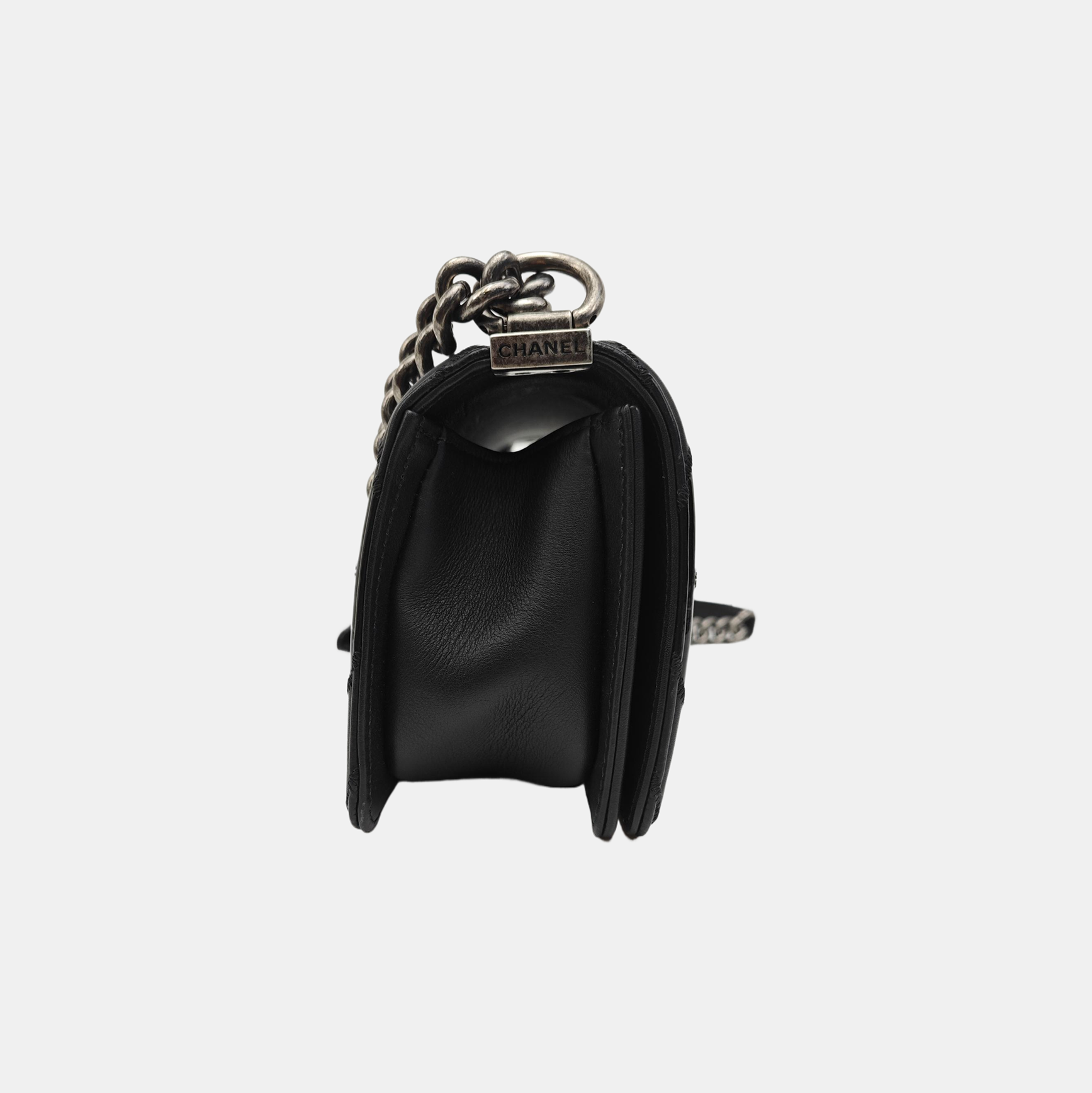 BOY CHANEL Small Quilted Grained Calfskin Black