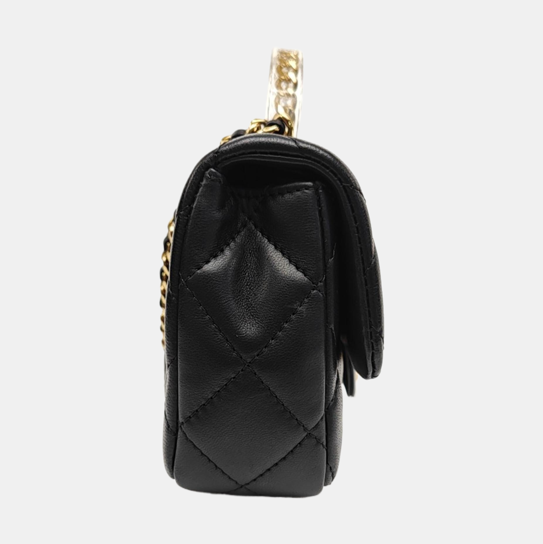 Quilted Lambskin Shoulder Bag Mini Black