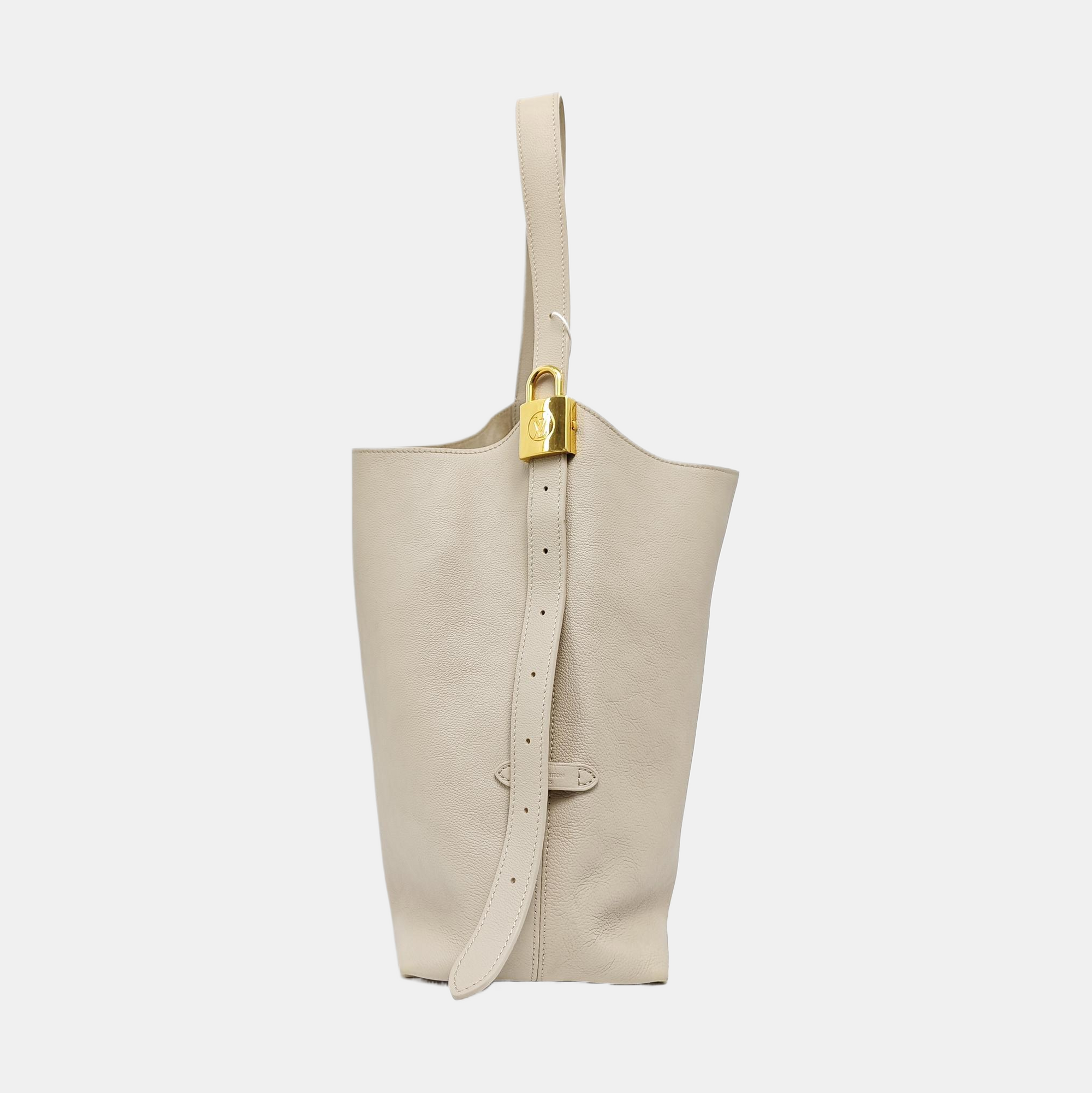 LOW KEY HOBO MM Monogram Calfskin Beige