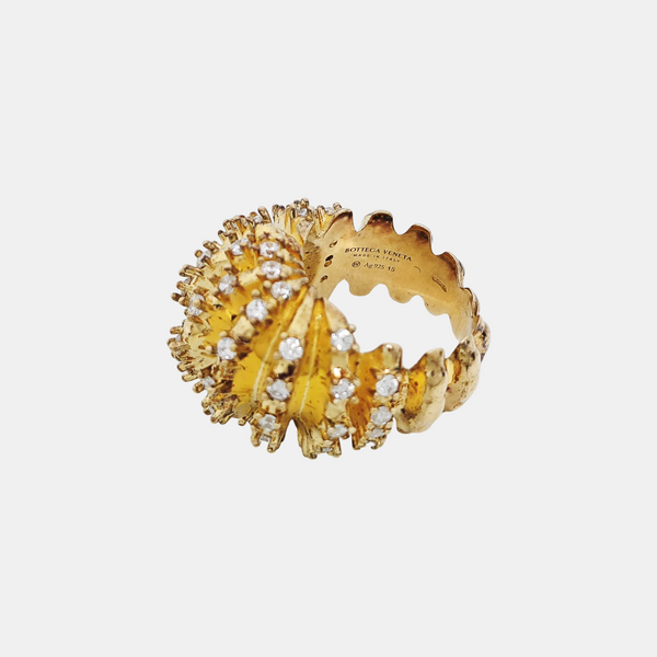 925 Sterling Silver Gold Ring HK 15
