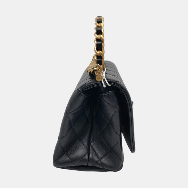 TWO TONE CHAIN HANDLE Small Quilted Lambskin Black