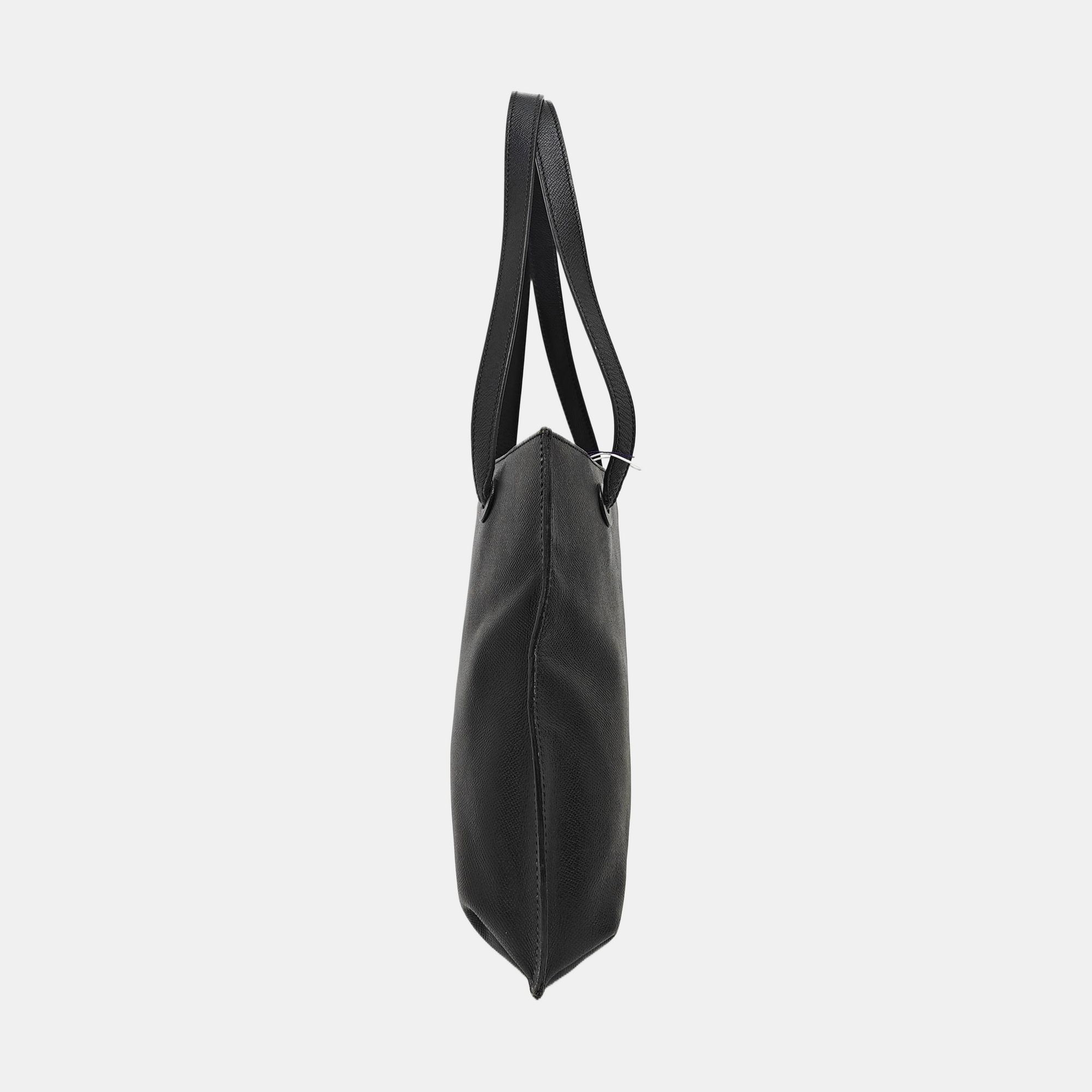 Grained Calfskin Tote Bag Black