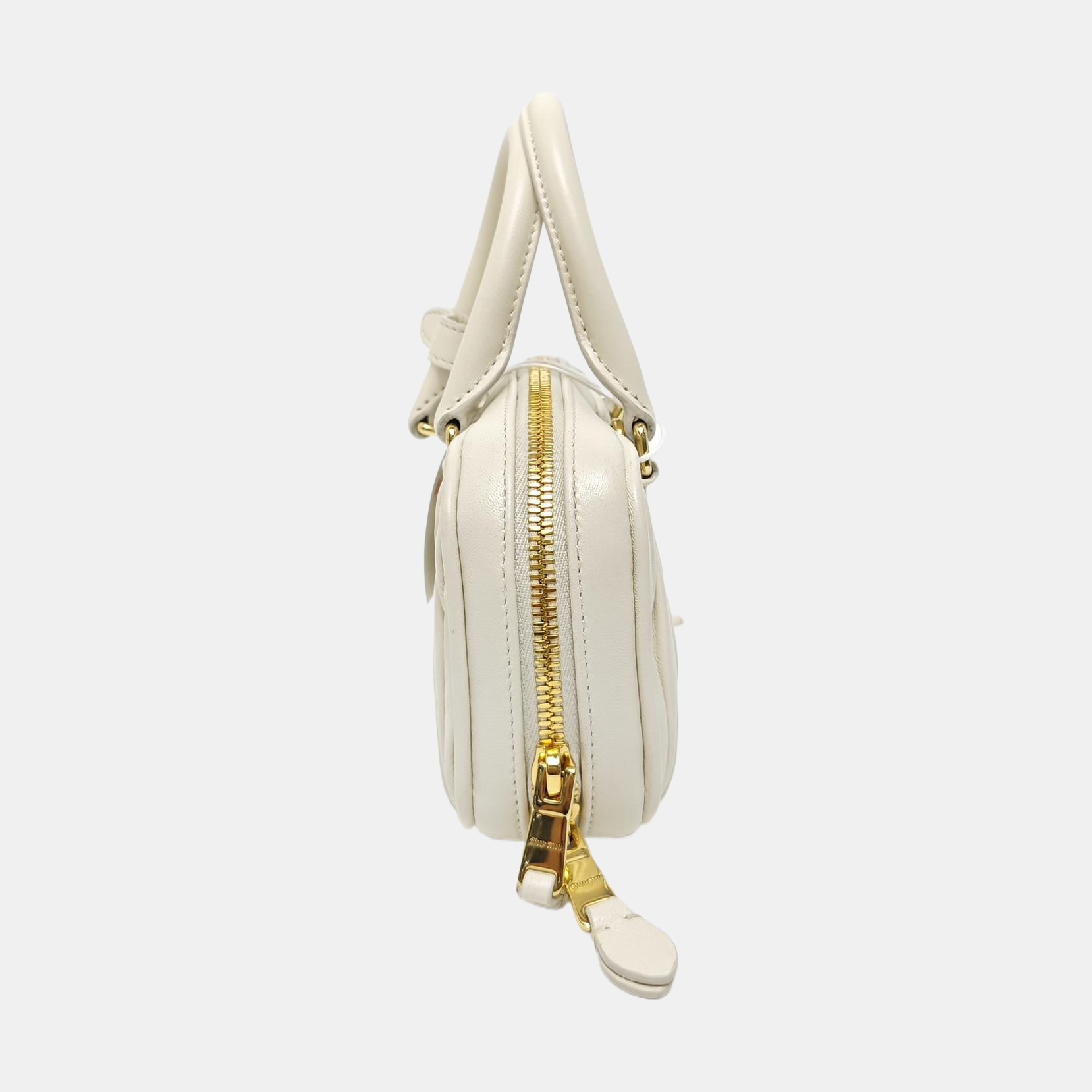 Arcadie Matelassé Mini Quilted Lambskin White