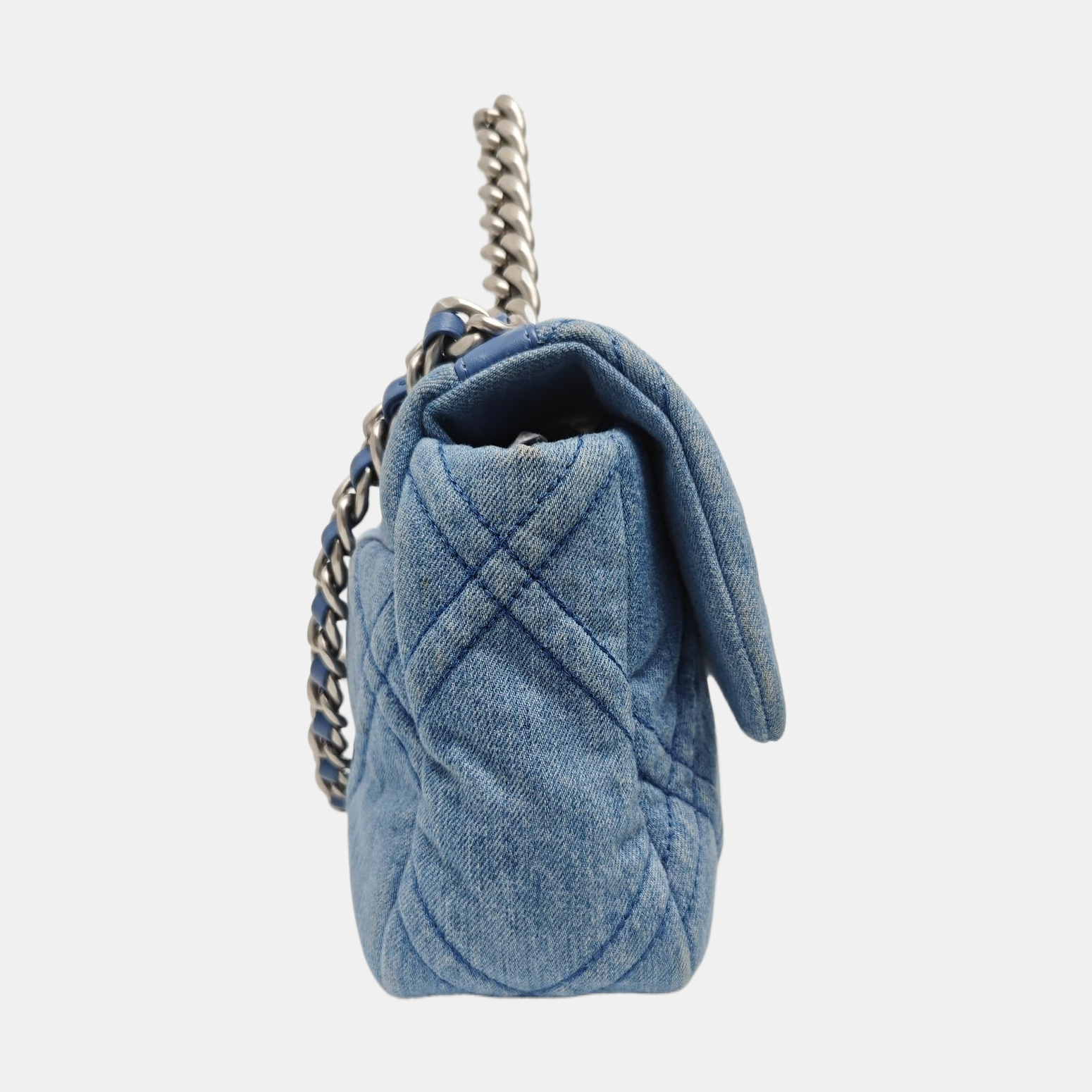 CHANEL 19 Small Quilted Canvas Blue