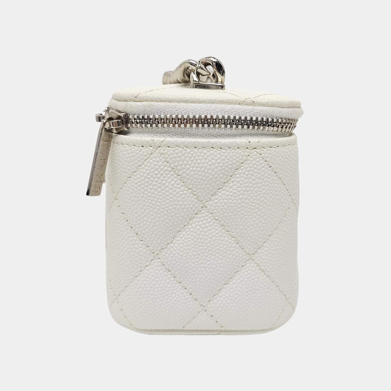 VANITY CASE Mini Quilted Grained Calfskin White