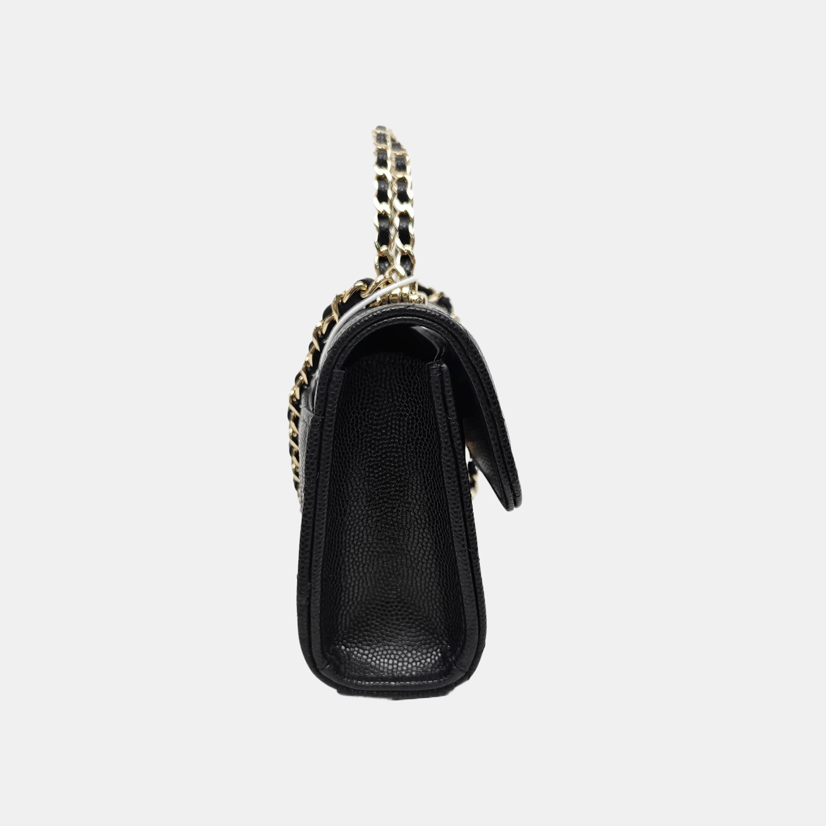 Quilted Grained Calfskin Shoulder Bag Large Black