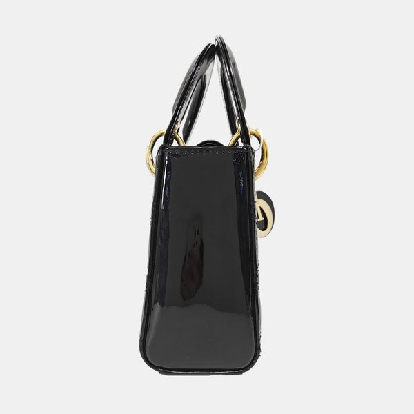 Lady Dior Mini Quilted Patent Leather Black