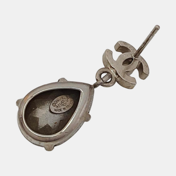 CC Logo Metal White Earrings