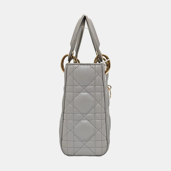 Lady Dior Mini Cannage Lambskin Gray