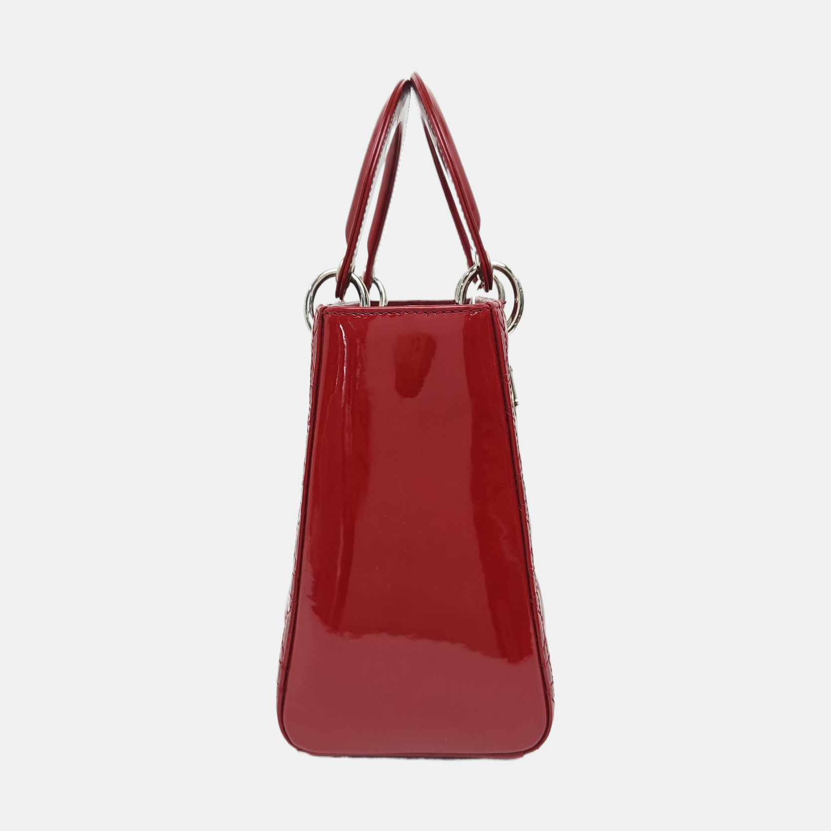 Lady Dior Medium Cannage Patent Leather Red