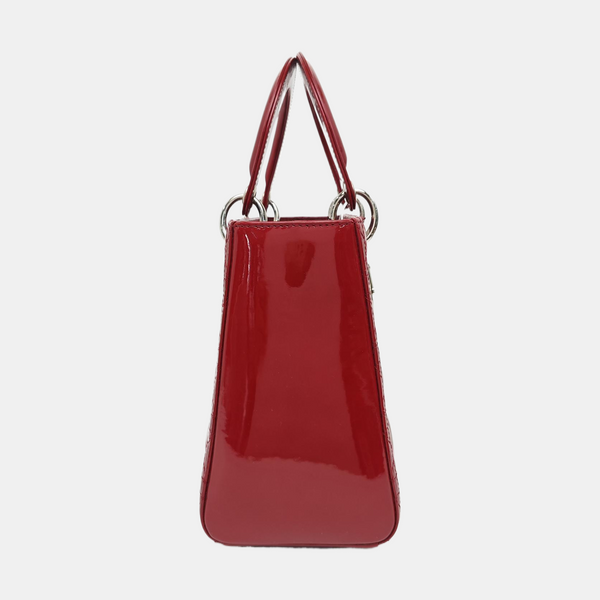 Lady Dior Medium Cannage Patent Leather Red