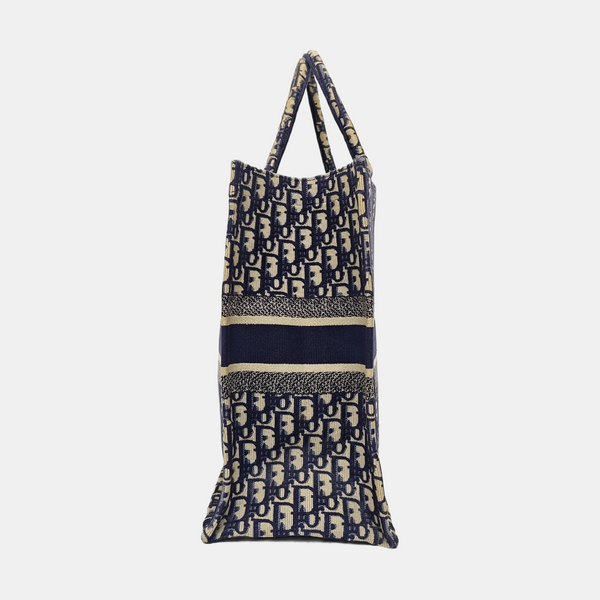 Book Tote Large Oblique Canvas Blue