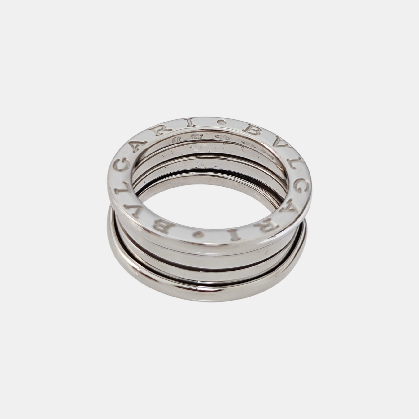 B.ZERO1 18k White Gold Silver Ring EU 50