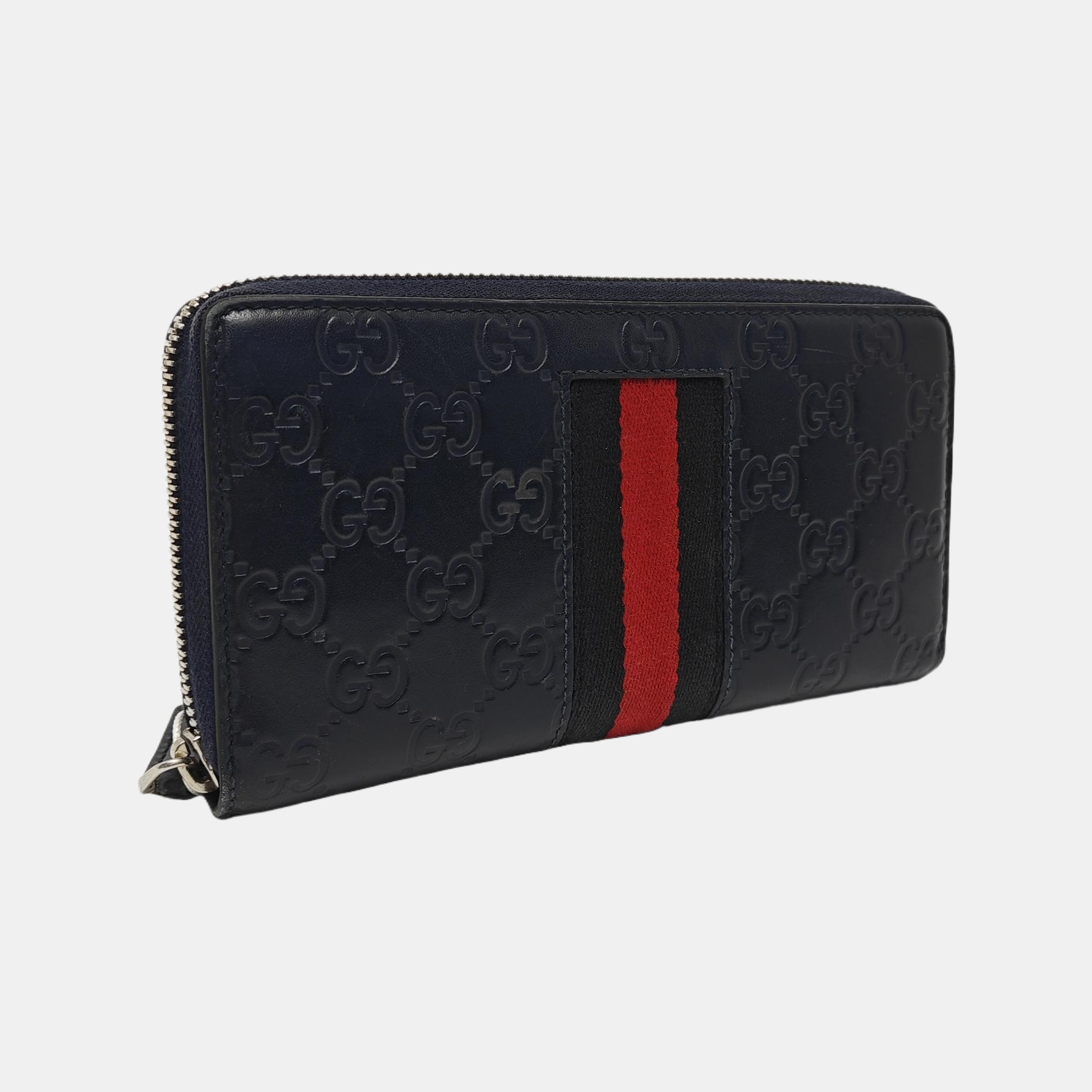 Signature Monogram Calfskin Blue Wallet