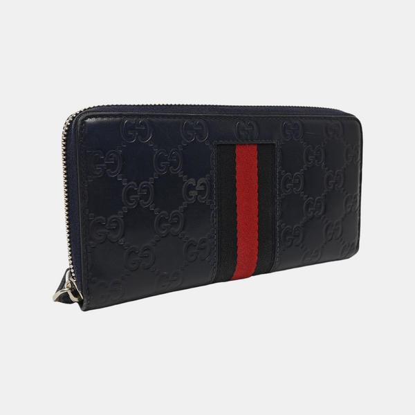 Signature Monogram Calfskin Blue Wallet