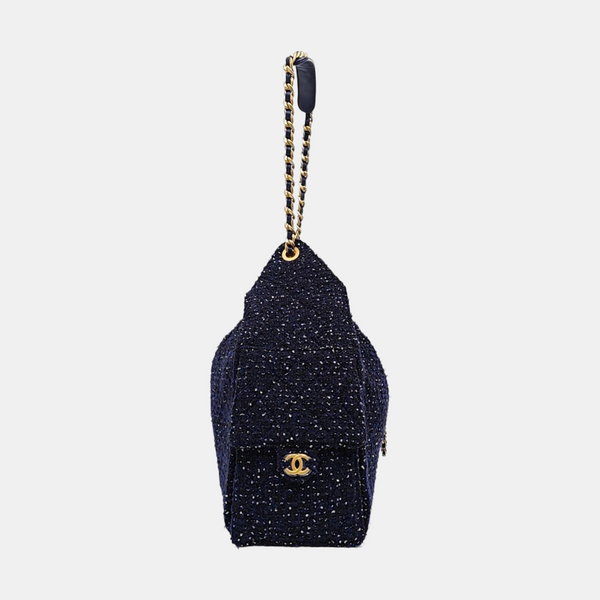 CHANEL 25 Medium Quilted Fabric Blue