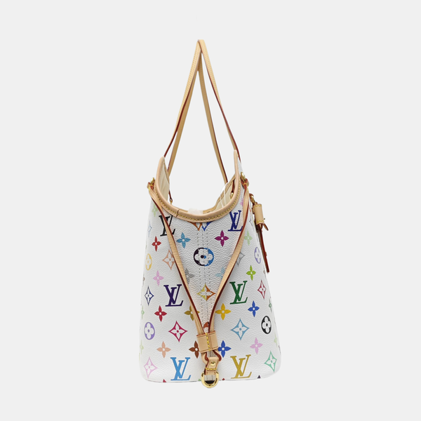 LV × TM NEVERFULL MM Monogram Coated Canvas White