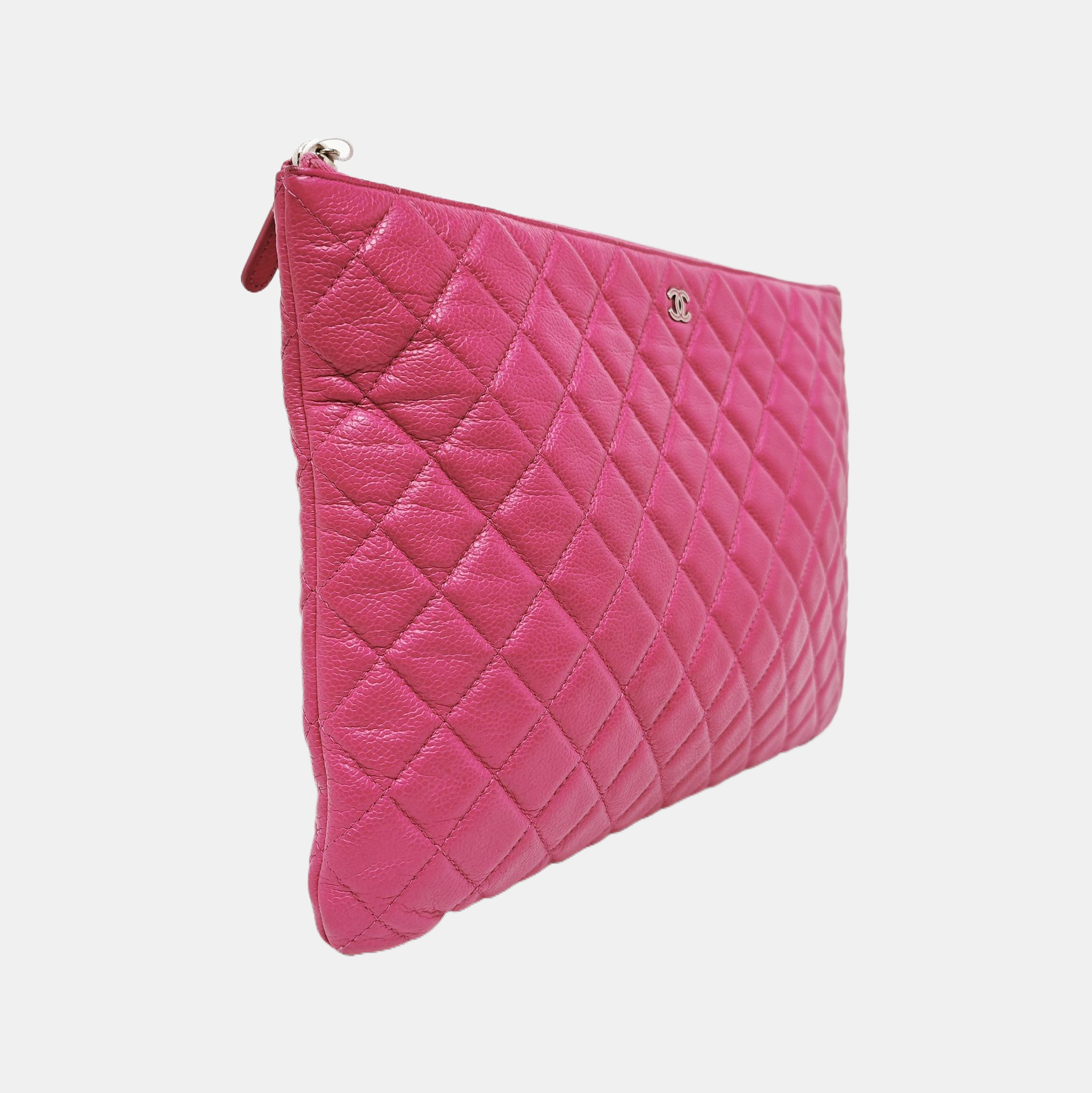 Quilted Grained Calfskin Clutch Pink