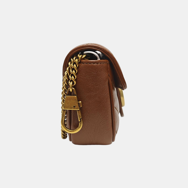 GG Marmont Mini Quilted Calfskin Brown