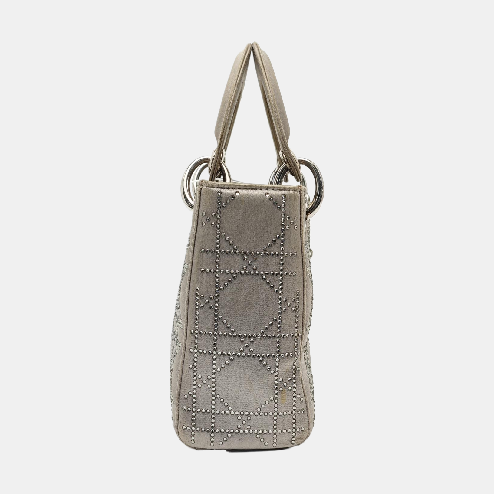 Authenticated pre-owned  Lady Dior Mini Silk Satin Grey - Shoulder Bag at Looply