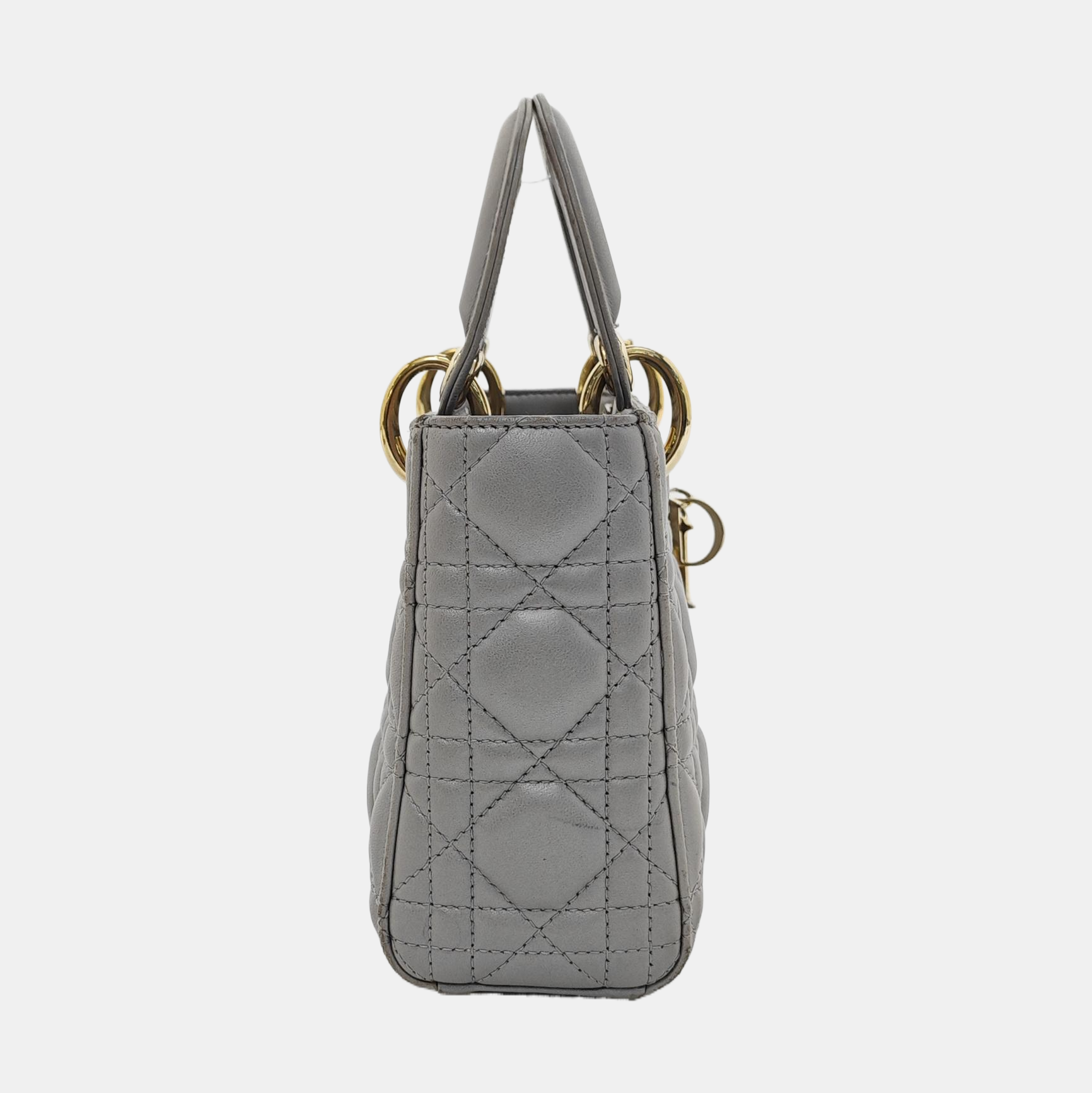 Lady Dior Mini Cannage Lambskin Gray
