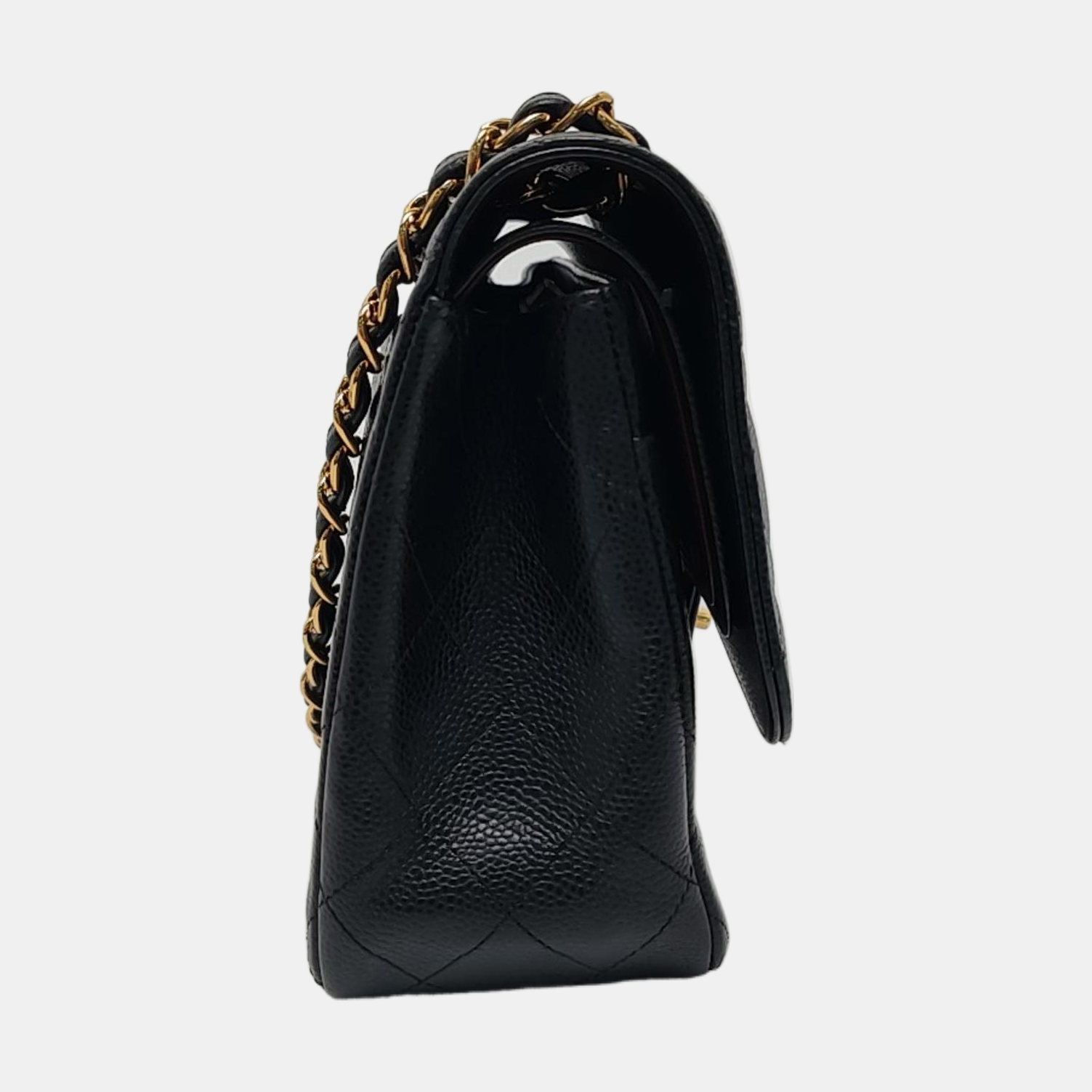 CLASSIC FLAP Jumbo Quilted Grained Calfskin Black
