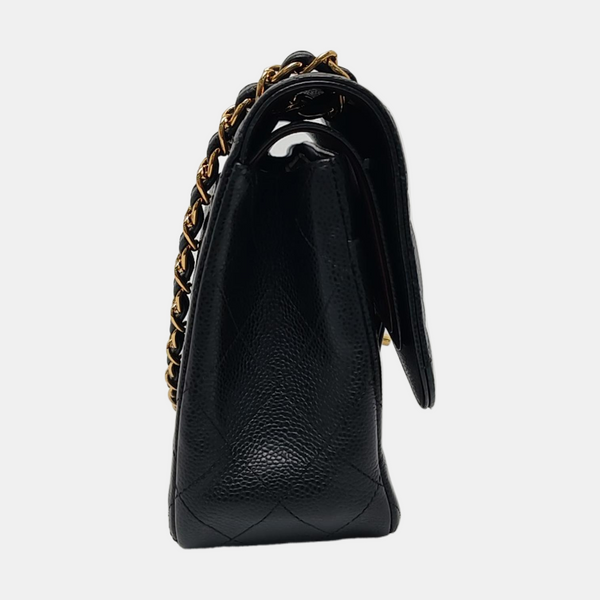 CLASSIC FLAP Jumbo Quilted Grained Calfskin Black