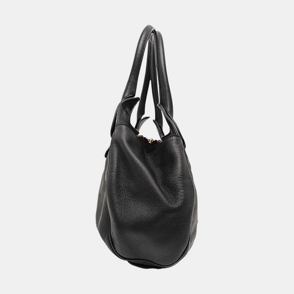 Calfskin Top Handle Bag Black