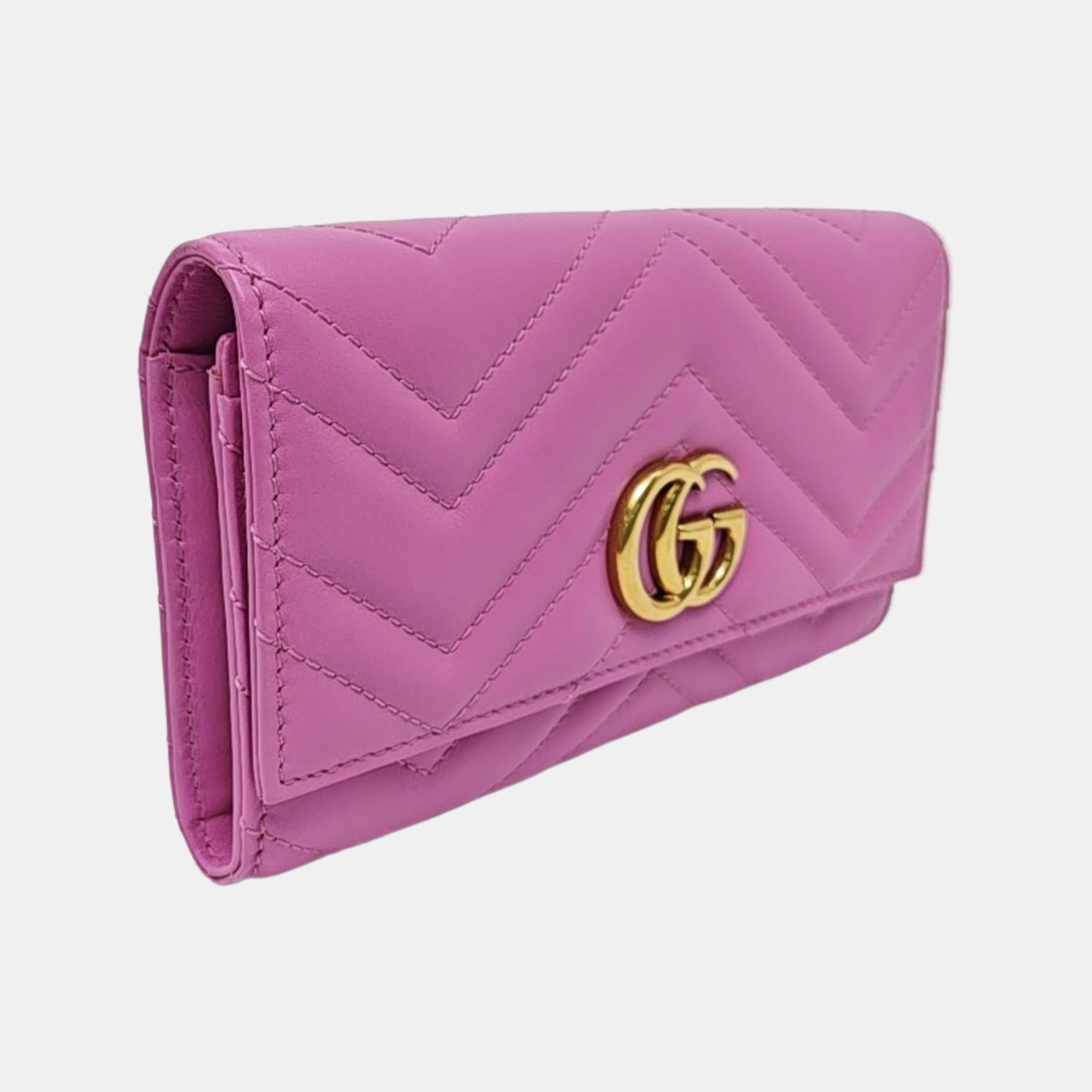 GG Marmont Super Mini Quilted Calfskin Pink Wallet
