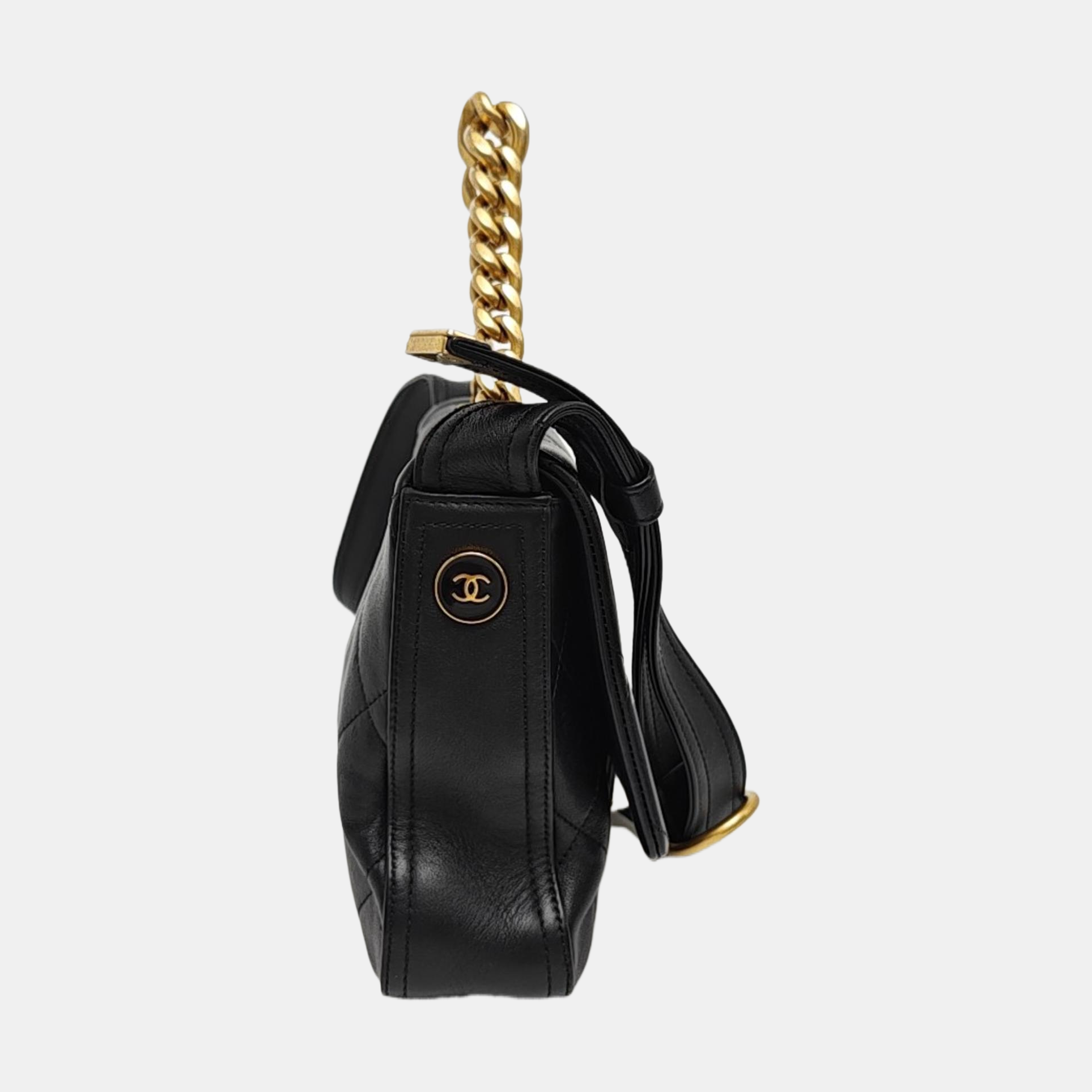 Quilted Lambskin Shoulder Bag Black