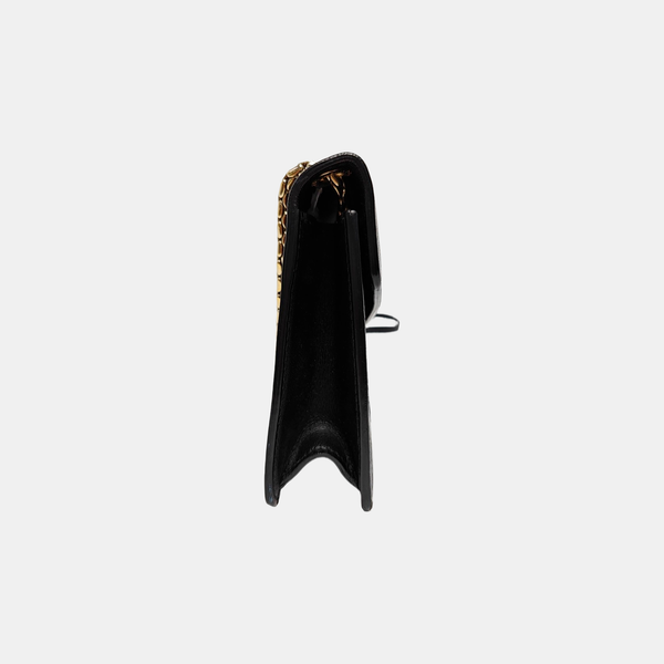 BVLGARI LOGO Piel de becerro acolchada negra