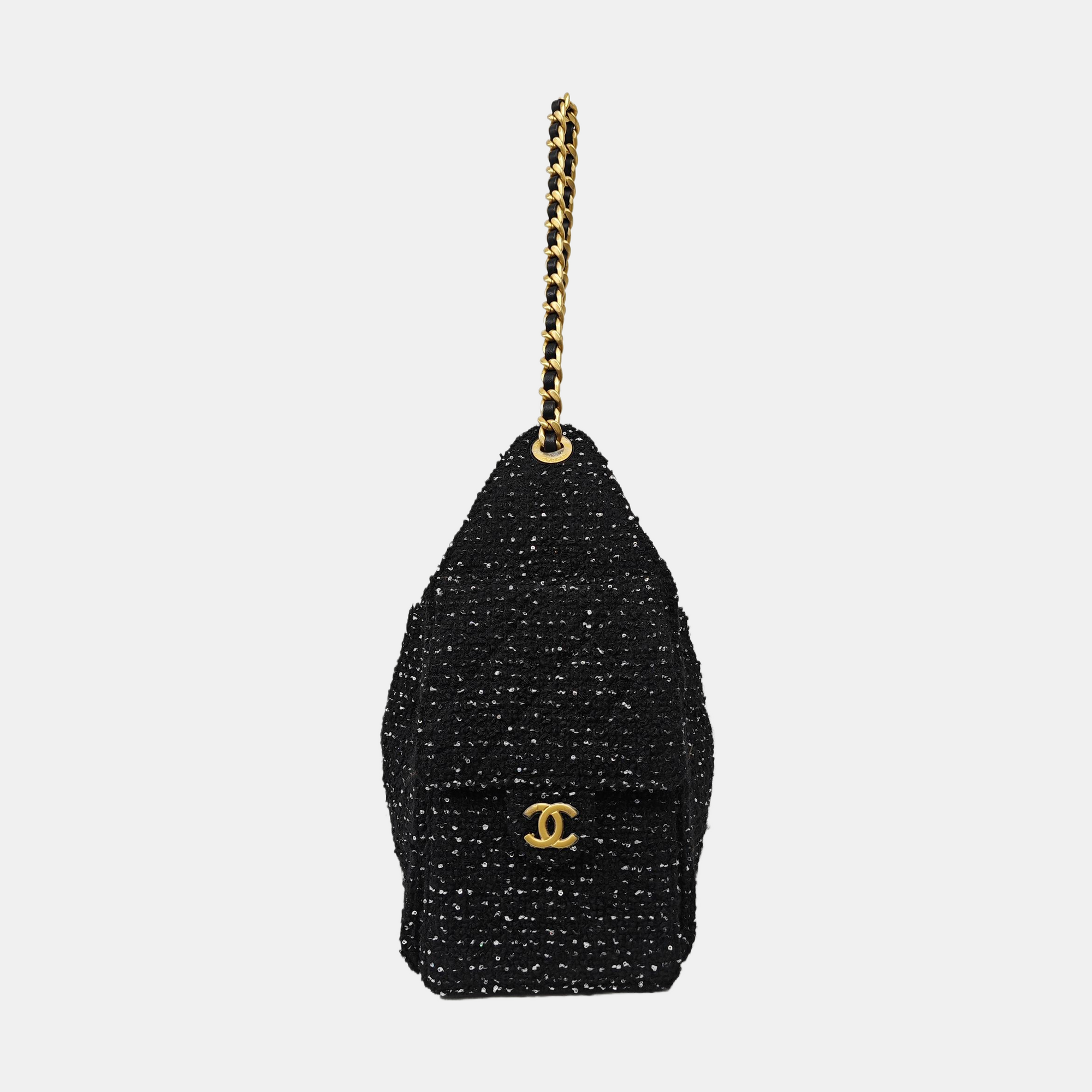 CHANEL 25 Medium Quilted Fabric Black