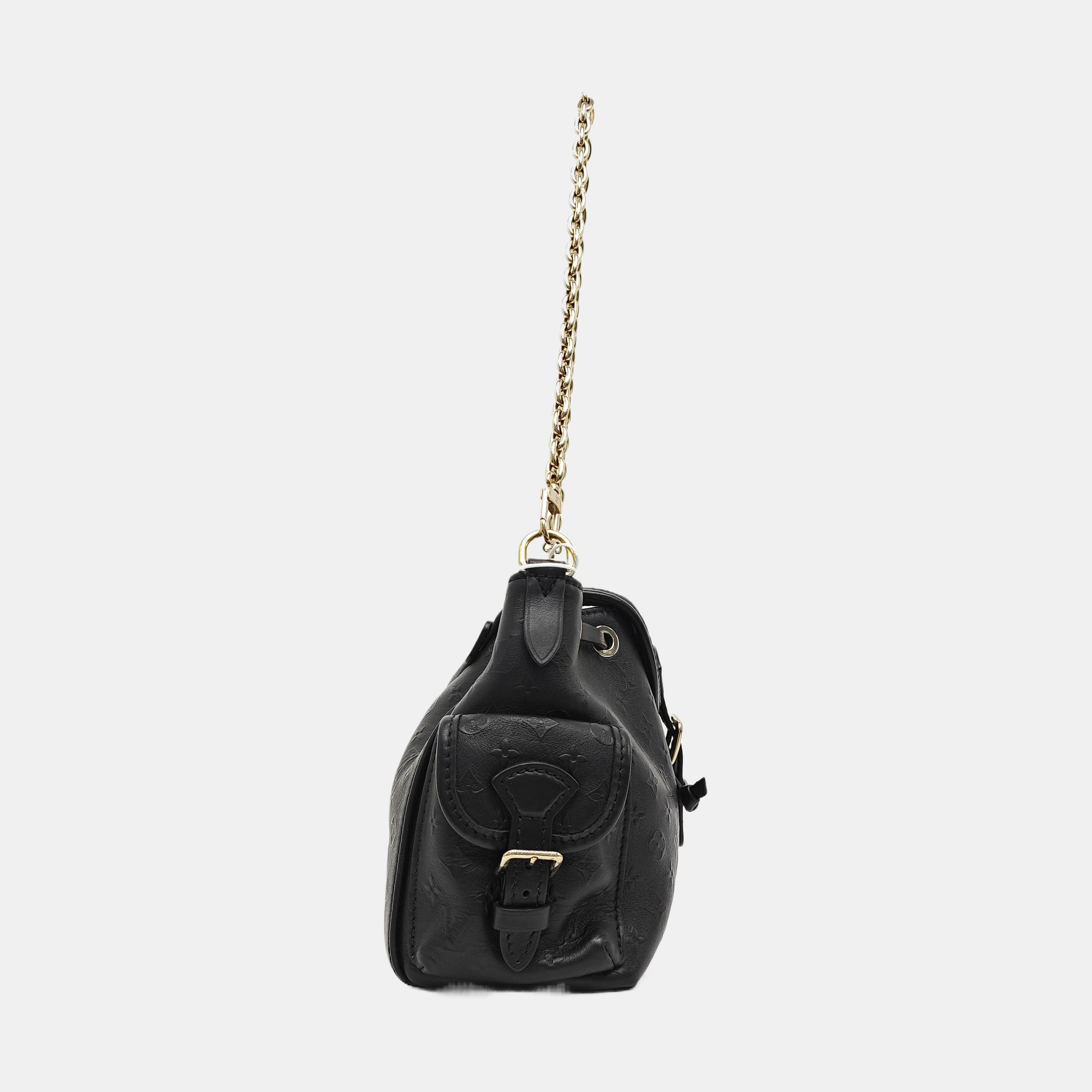 Monogram Calfskin Shoulder Bag Black