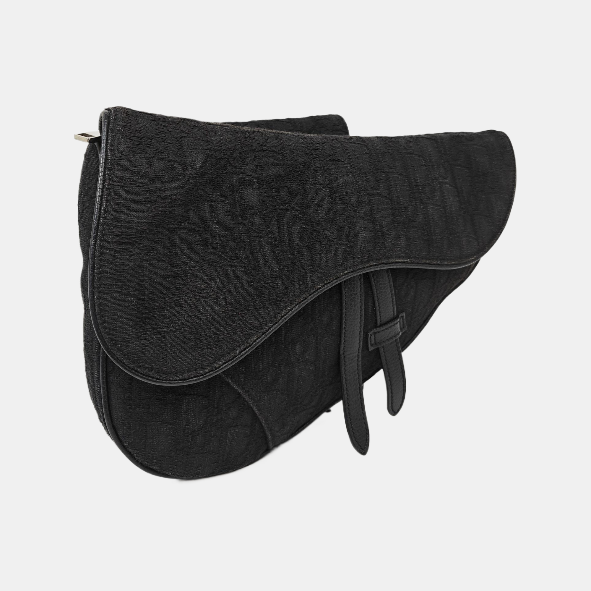 Saddle Medium Oblique Canvas Black