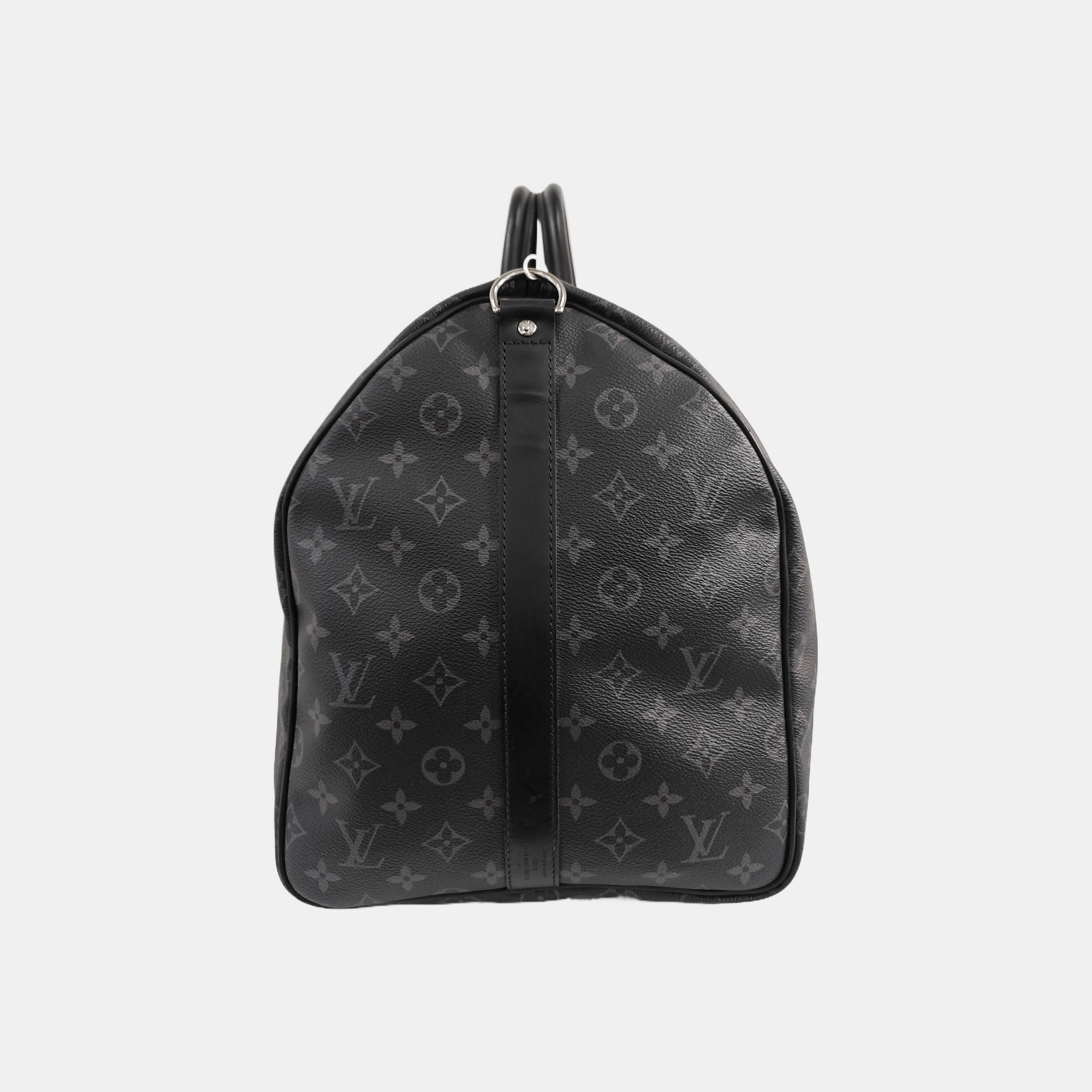 KEEPALL 55 Monogram Coated Canvas Black