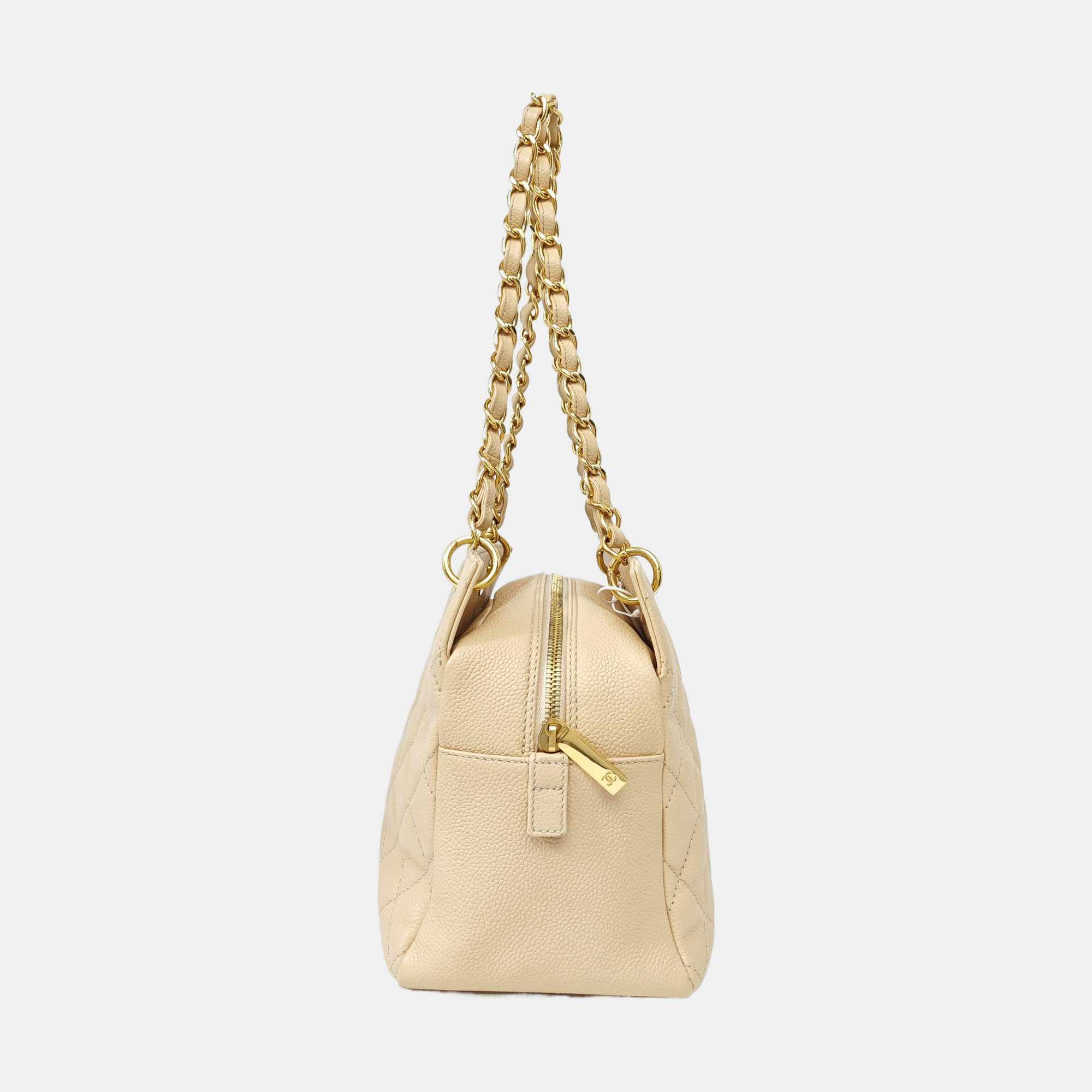 CHANEL PETITE Quilted Grained Calfskin Beige