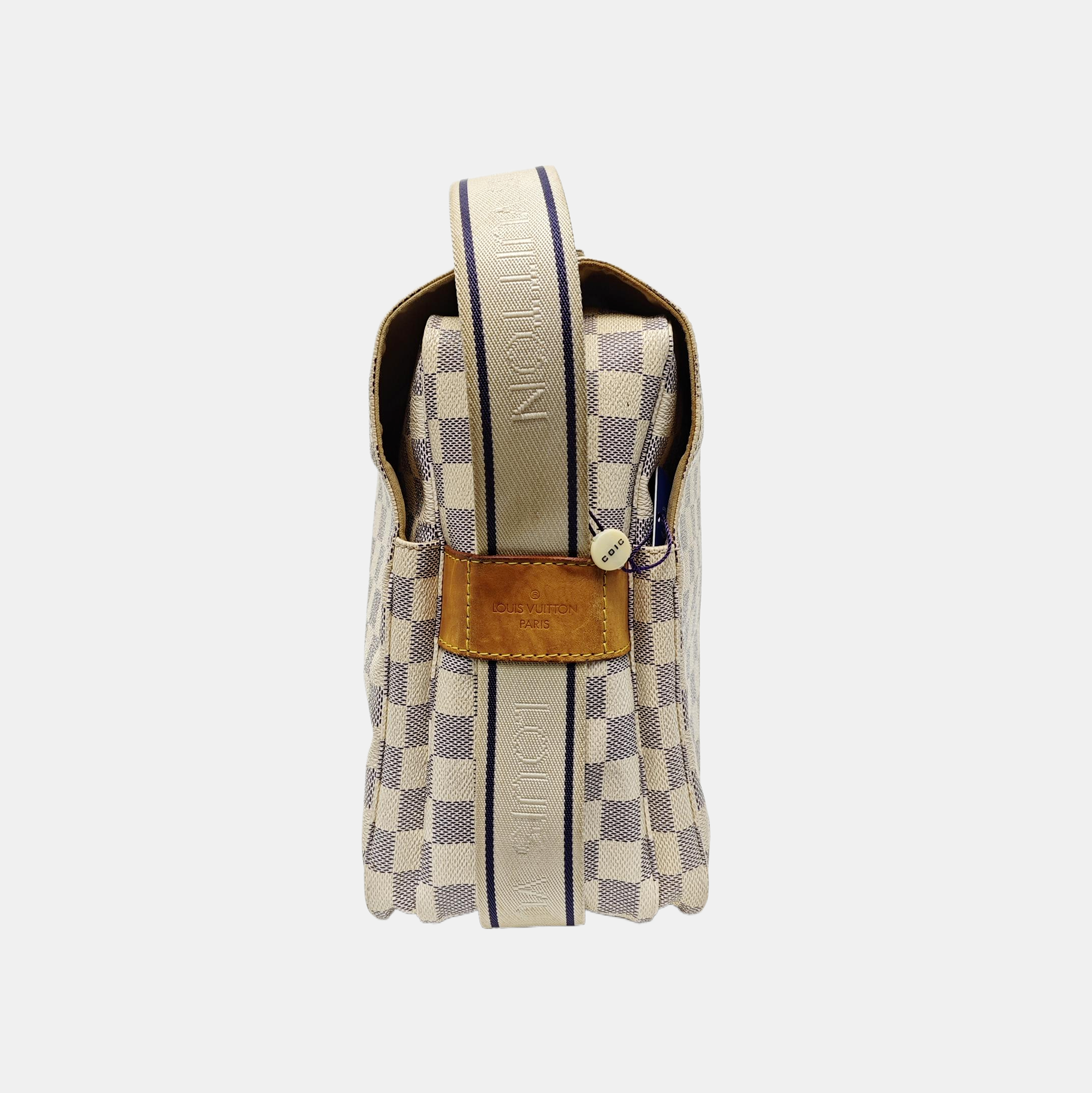 NAVIGLIO Damier Azur Coated Canvas White