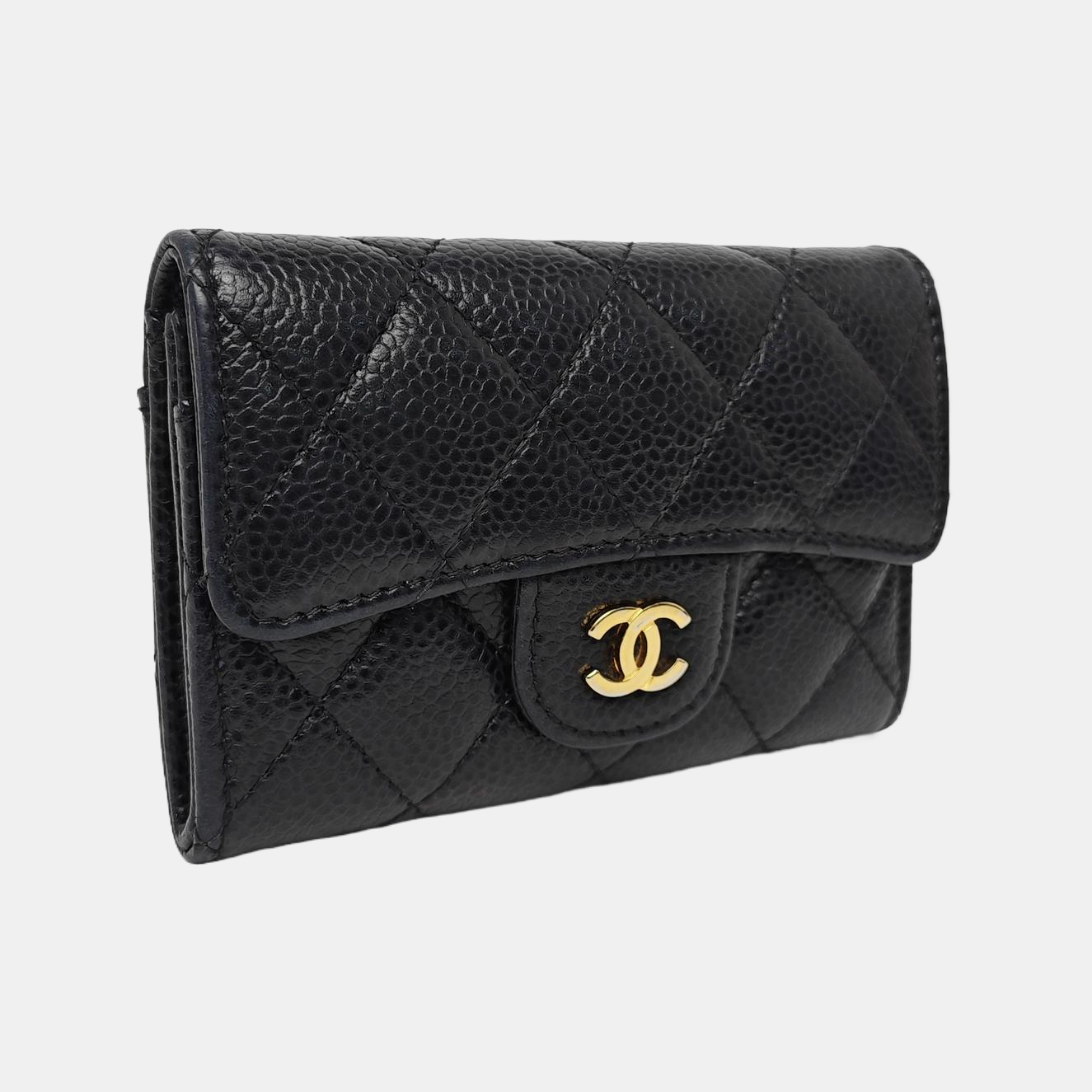 CLASSIC FLAP Quilted Grained Calfskin Black Wallet