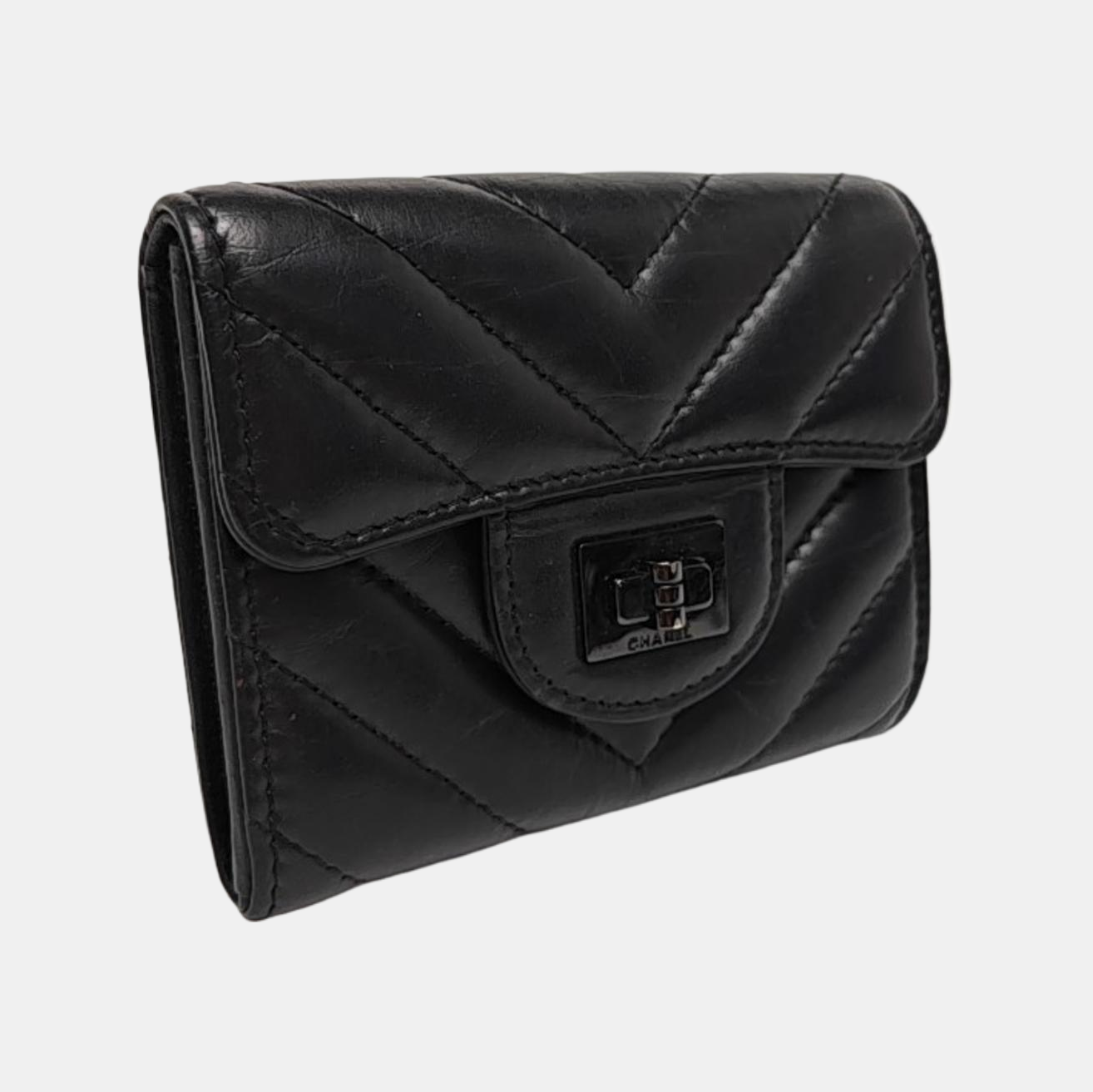 2.55 Chevron Calfskin Black Wallet